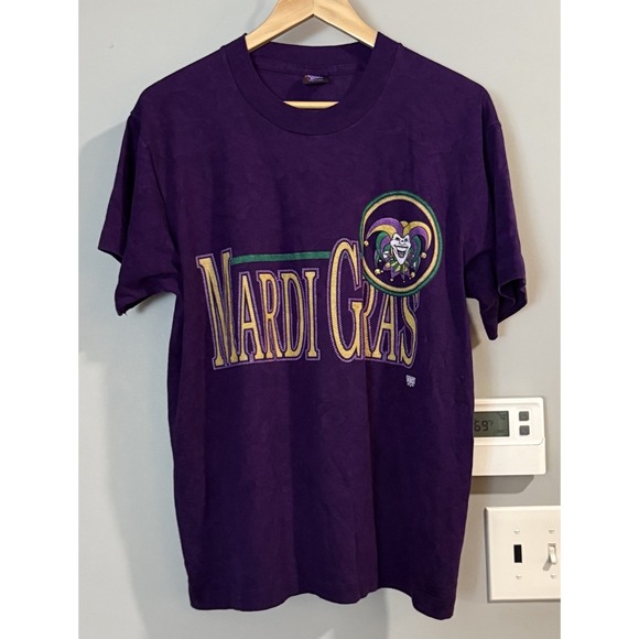 Other - Vintage Shirt Single Stitch Tee‎ Mardi Gras Graphic Jester USA Made Large